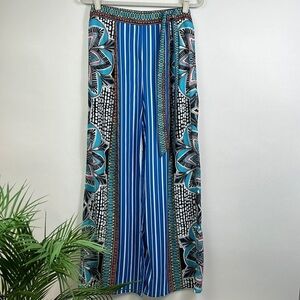 NWT Jealous Tomato Wide Leg High Waist Palazzo Pants Colorful Resort Tribal M